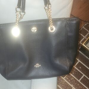 Coach Black Leather Tote Bag